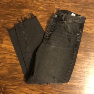 Free People Black Distressed High Wasted Jeans